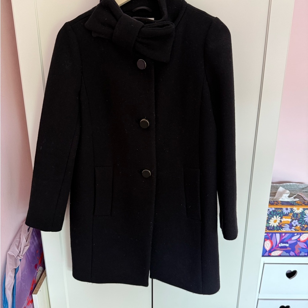 Kate Spade Black Pea Coat Classic Wool